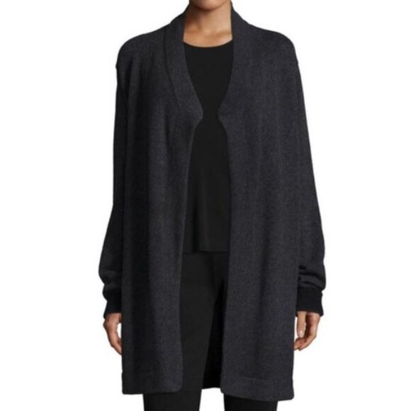 NWT New Eileen Fisher 100 Cashmere Buttery Gray Drape Front Cardigan Size PP/PS - Picture 1 of 8